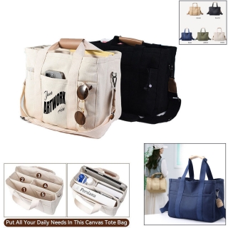 Large Capacity Multi Pocket Canvas Hand Bag Messenger Bag Crossbody Bag