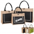 Two Tone Cotton Pocket Jute Tote Bag With Large Size W18