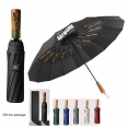 Quality Windproof Auto Open Wooden Handle Folding Umbrella 45