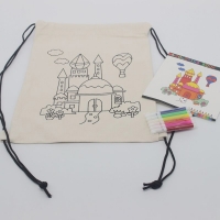 Colorable Drawstring Backpack Coloring Goodie Bags Return Gift Bag with 6 pcs Stackable Crayons DIY