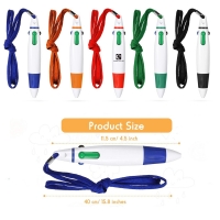 Retractable Lanyard Pen with Chain - 4 Color Ink Ballpoint Pens for Nurses Students Office School