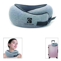 Memory Foam Travel Pillow Neck Support With Buckle Strap & Storage Bag