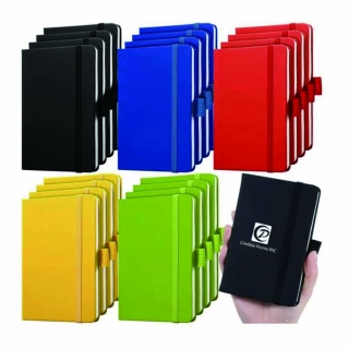 A6 PU Leather Small Notebook Ruled Notepad With Pen Holder & Elastic Band