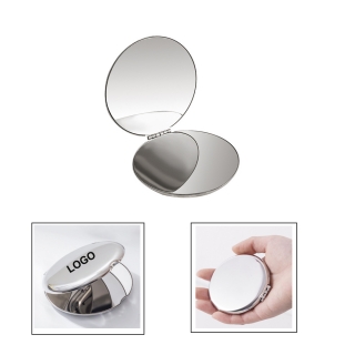 Round Stainless Steel Ultra Slim Folding Portable Makeup Mirror