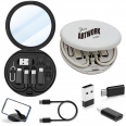 Round Compact Multi Functional Charging Cable Data Cable Case Adapter Cable Kit Convertor With Mirror