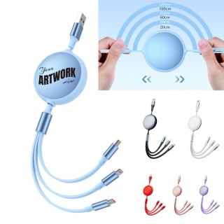 Premium Fast Charging Retractable 3 In 1 Multiple Charging Cable Stretchable Charging Cord