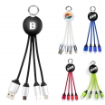 Light Up Multiple 3in1 Charging Cable With Round Keychain