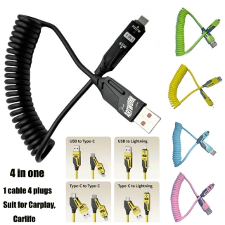 Retractable Spring Multiple 4 In 1 Fast Charging Cable