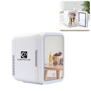 Mini Skincare Fridge With Dimmable LED Mirror