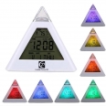 Multifunctional Digital Pyramid Alarm Clock with Auto Color-Changing LED Backlight Music Snooze Function Night Light