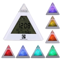 Multifunctional Digital Pyramid Alarm Clock with Auto Color-Changing LED Backlight Music Snooze Function Night Light