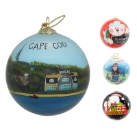 Reverse Hand Painted Christmas Ornament Glass Ball