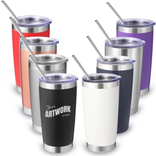 20oz Stainless Steel Tumbler with Lid and Straw