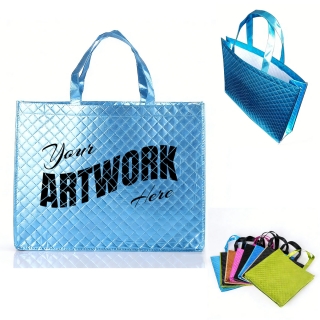 Custom Premium Quality Metallic 210 GSM Laminated Quilted Non-woven Tote Bag