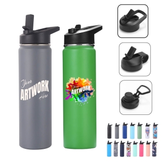 25OZ Stainless Steel Vacuum Insulated Water Bottle With Flip Straw Lid Handle
