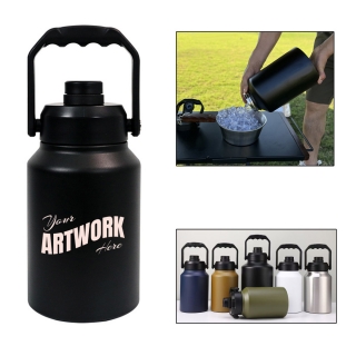 64OZ Half Gallon Stainless Steel Vacuum Insulated Water Jug Bottle Growler With Twist On Spout Lid Handle