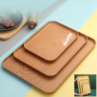 Wood Graining PP Material Serving Tray Or Dinner Tray Large Tray